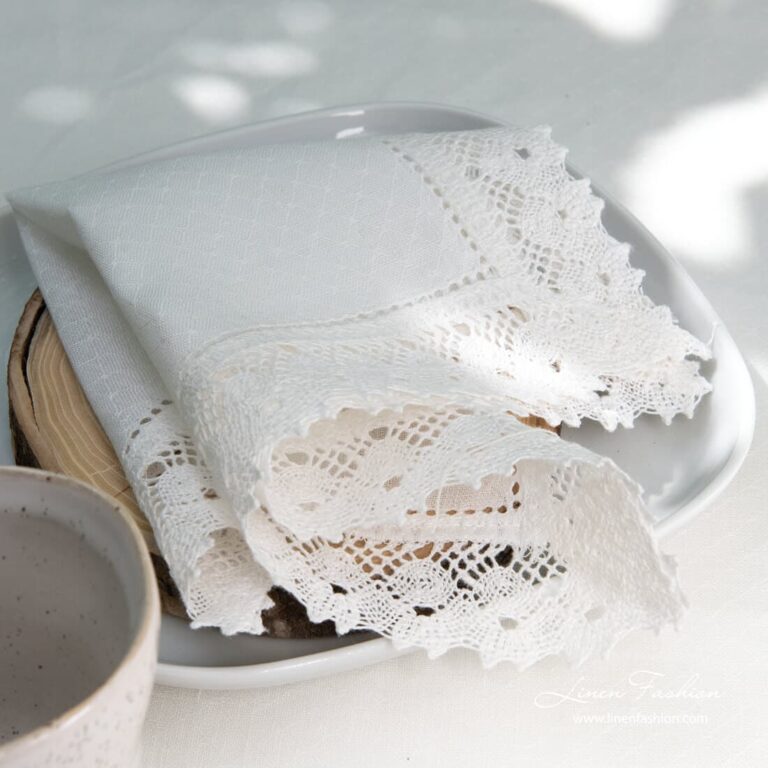 Hole patterned linen white napkin, nora.