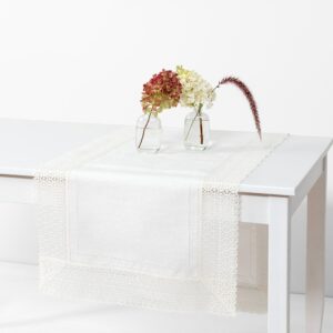 VEILA white linen table runner