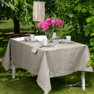 LUNA Duk natur 9 Grey hemstitched linen tablecloth