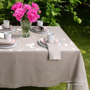 LUNA Duk natur 11 Linen blend grey hemstitched tablecloth