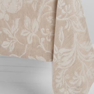 brown flower half linen tablecloth with 4cm. border