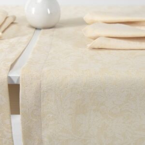 Floral cream linen cotton table runner