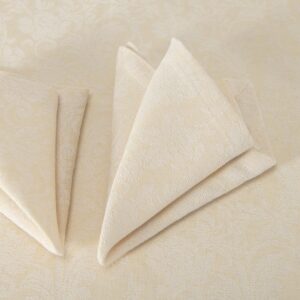 Cream floral linen cotton napkin, jacquard