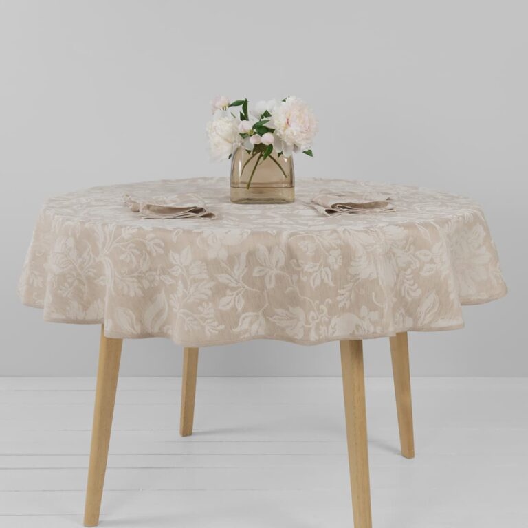 floral half linen brown tablecloth