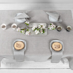 Light grey patterned linen tablecloth | Linen Fashion