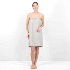 Grey towel with a button