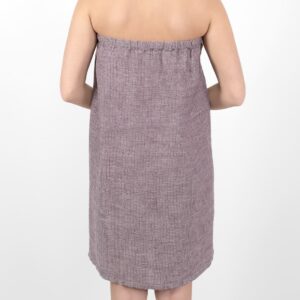 linen violet wrap towel, from backside