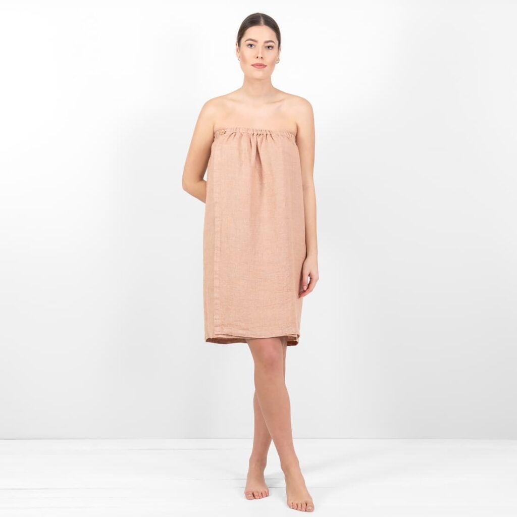 linen powder brown wrap towel