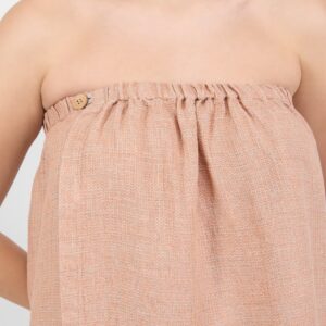 linen powder brown wrap towel with button