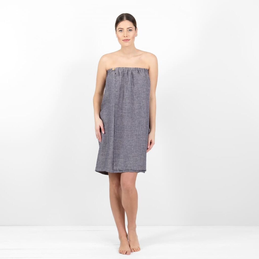 linen blue wrap towel