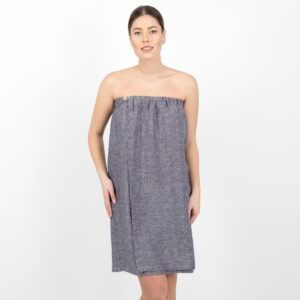 linen blue wrap towel washed
