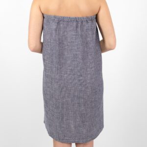 linen blue wrap towel from backside