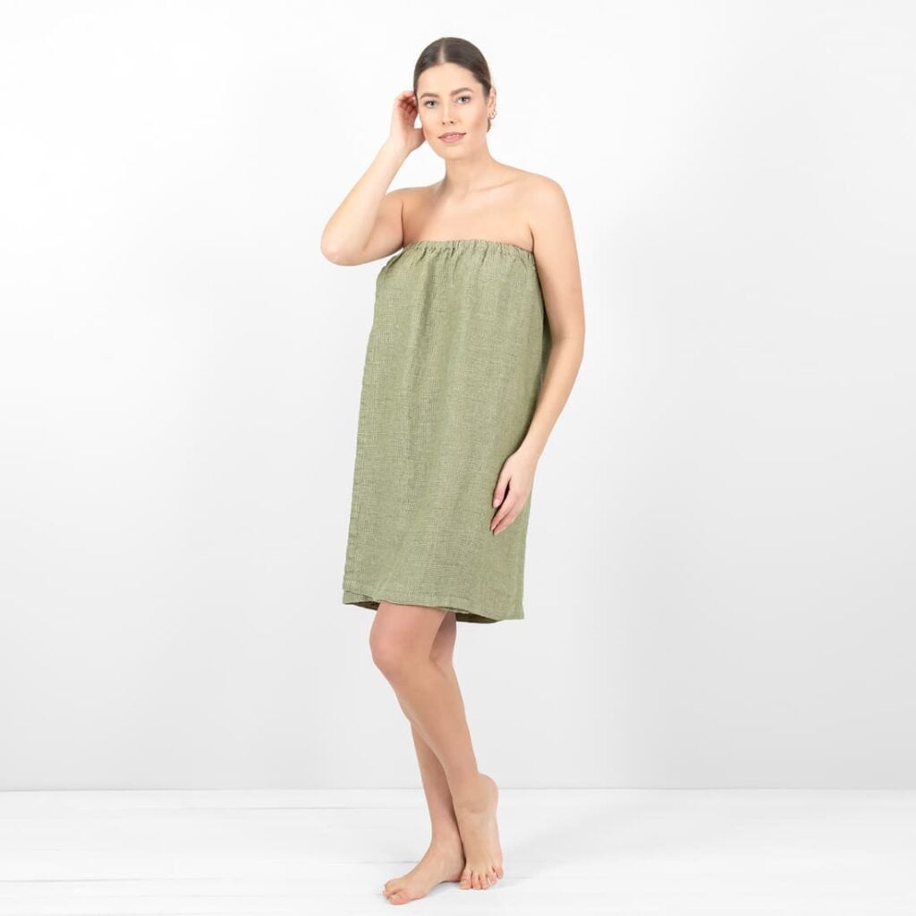 linen green wrap towel