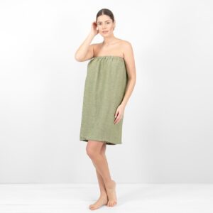 linen green wrap towel