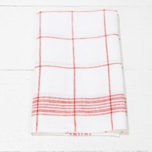 linen towel set red checks