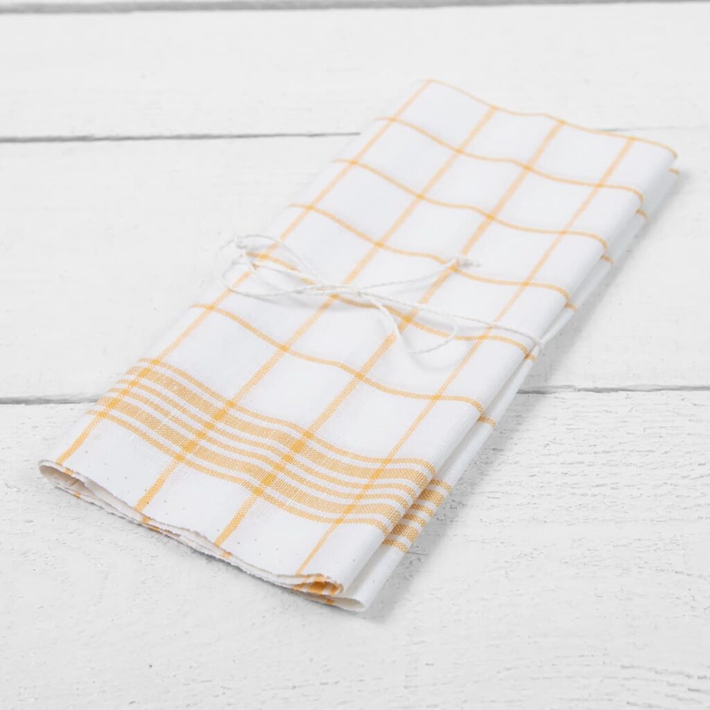 linen cotton yellow check towels