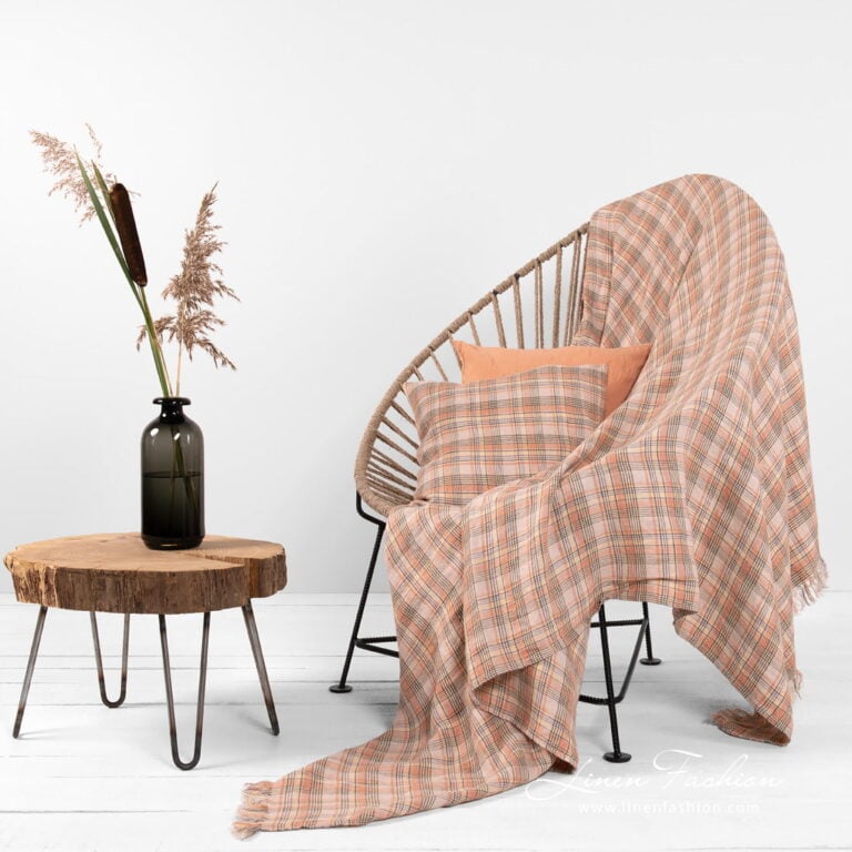 checked linen throw.