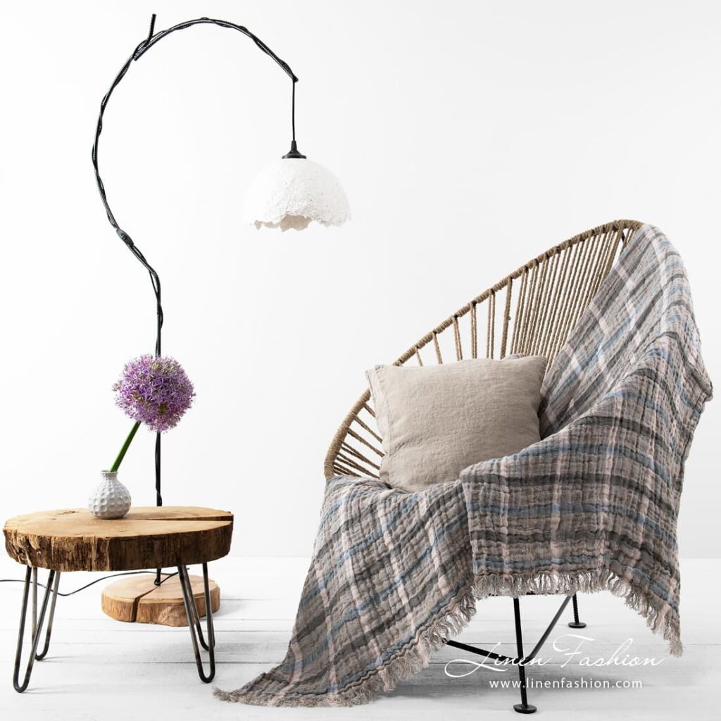 KARRA Pledd rutete 2 Checked linen blanket