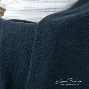 linen navy blanket, washed.