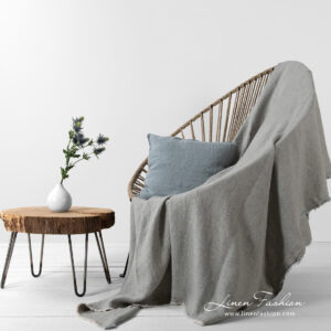 linen grey blue blanket.