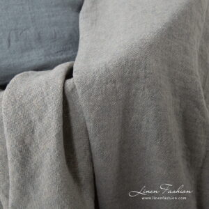 linen grey blue blanket in panama weave.