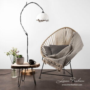 Grey linen blend zigzag blanket