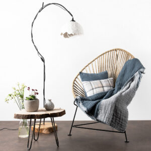 FOCUS Pledd mørkegrå 4 FOCUS dark grey linen blanket