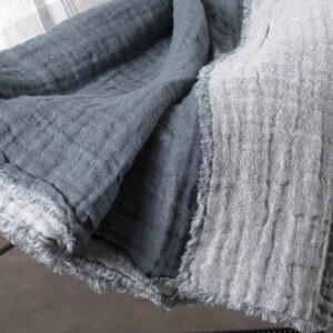 FOCUS Pledd mørkegrå 6 FOCUS dark grey double-layered linen blanket
