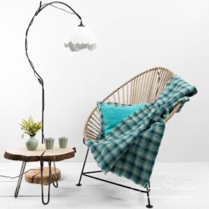 IDO Pledd grønn 8 Green colored linen blanket, ido.