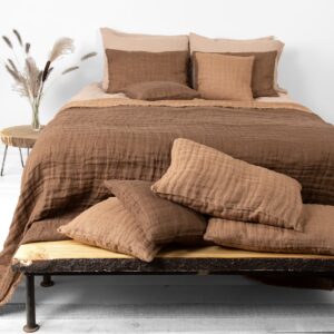 brown linen bedspread, big size bed