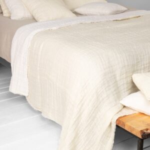 white cream linen bedspread, washed
