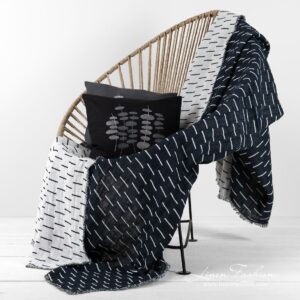 HAZEL Pledd svart 9 HAZEL black linen cotton blanket