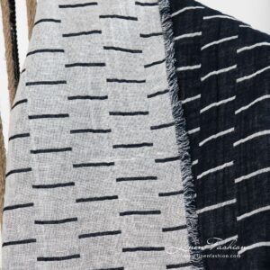 HAZEL Pledd svart 11 HAZEL black linen cotton blanket double-sided