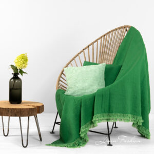 linen green throw.