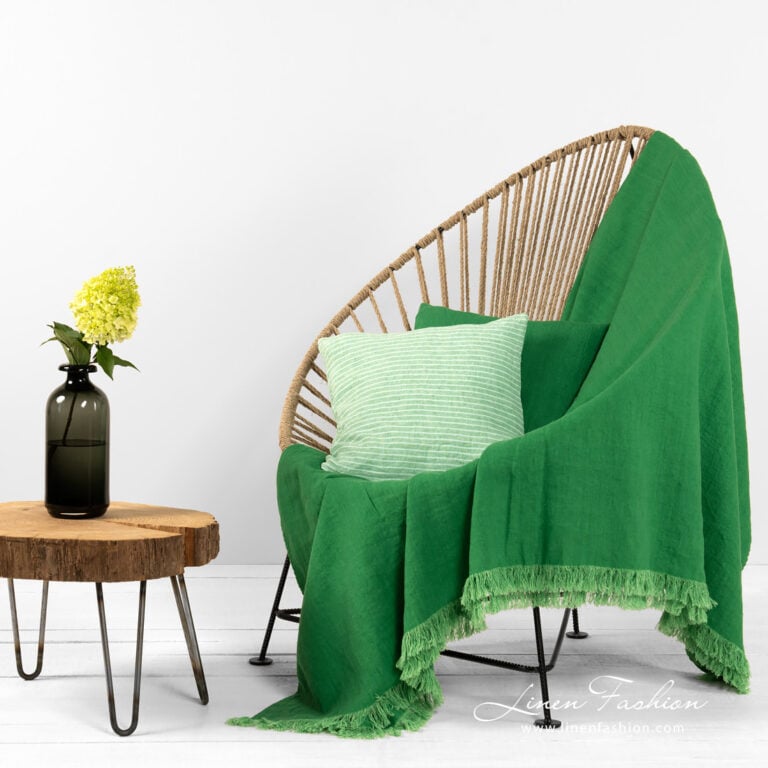 linen green throw.