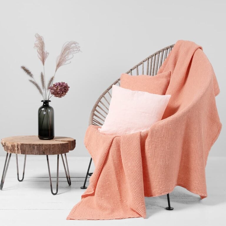 linen cotton peach blanket