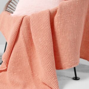 linen cotton peach blanket waffle