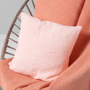 linen cotton peach blanket with cushion cover