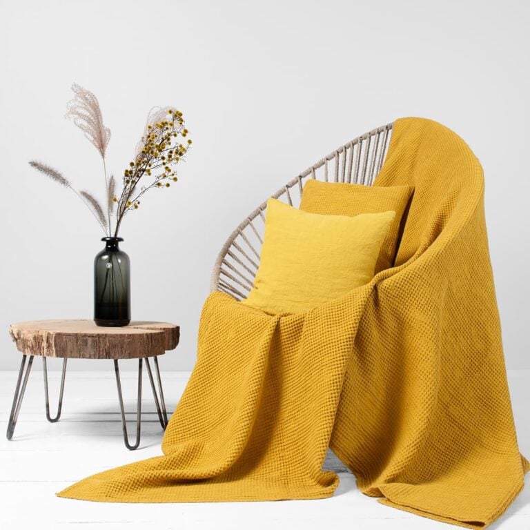 Yellow linen cotton blanket