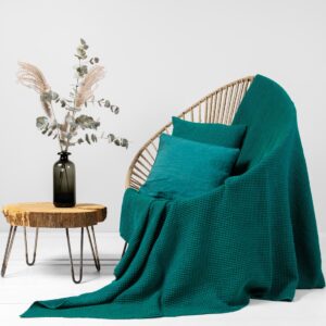 emerald linen cotton blanket
