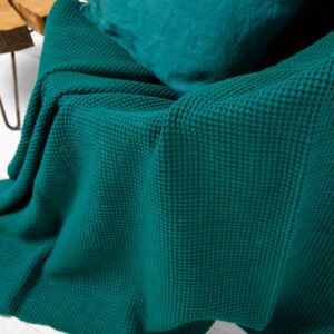 emerald linen cotton blanket washed