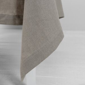 Natural linen tablecloth with white middle, folded hem
