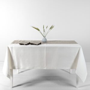 ORSON Duk hvit 13 Off-white tablecloth with natural linen middle