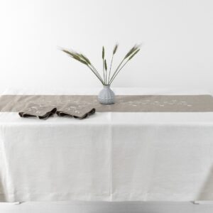 ORSON Duk hvit 14 Off-white tablecloth with natural linen middle, 100% linen