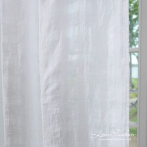Optical white linen curtain