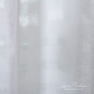 KORI optical white linen curtain in transparent checks