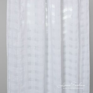 Optical white linen curtain in transparent checks