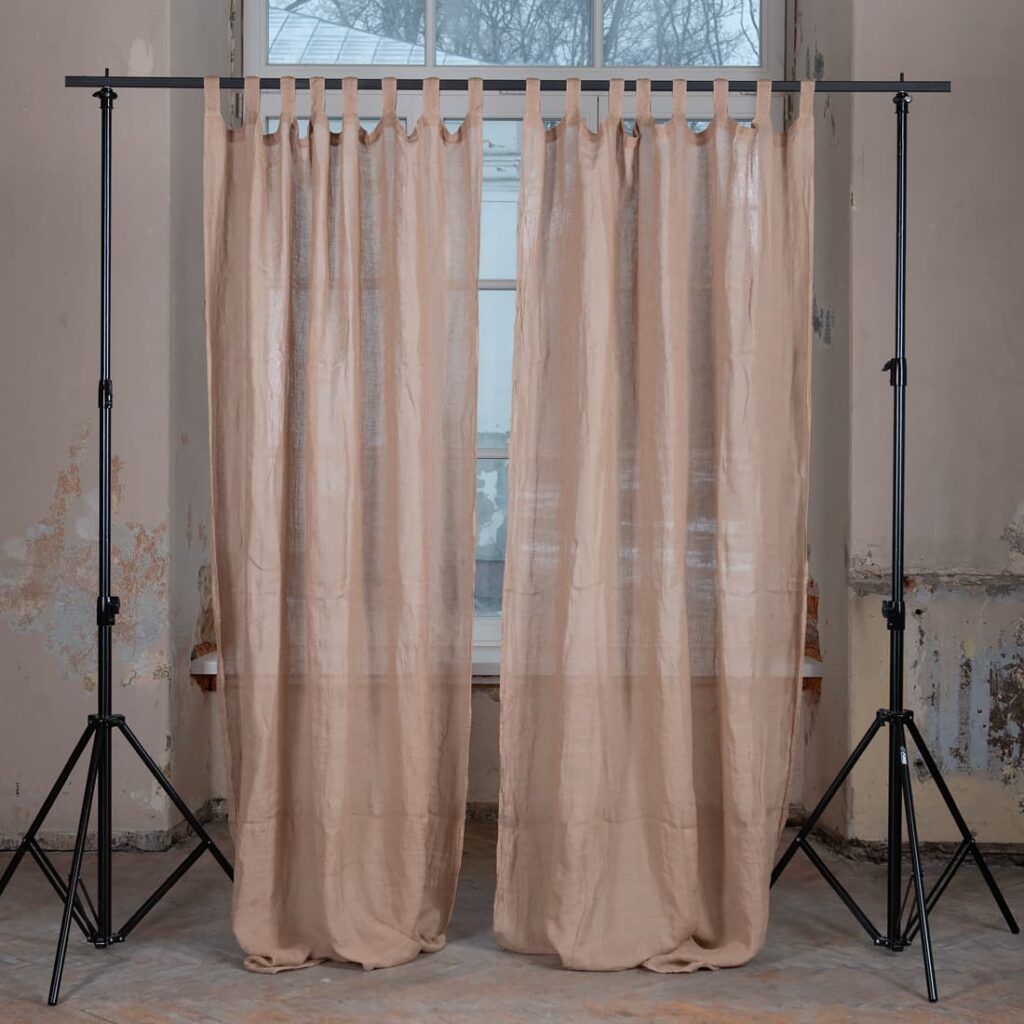 white coffee linen curtains