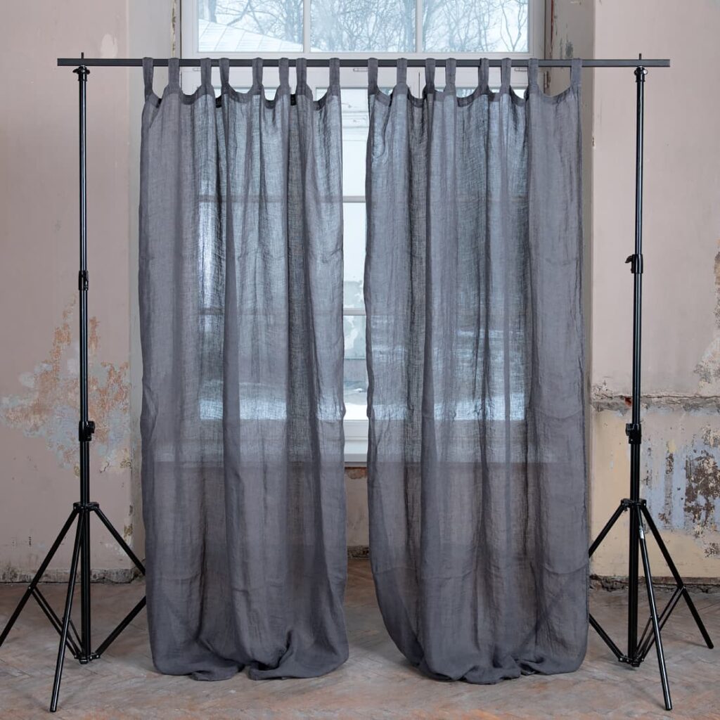 linen dark grey curtains