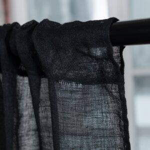 linen black curtains, with channel, washed